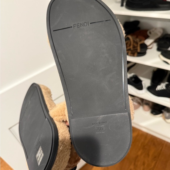 Fendi Tan Fuzzy Sandals - Picture 8 of 9